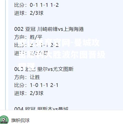 曼城攻击犀利大胜波尔图晋级四强